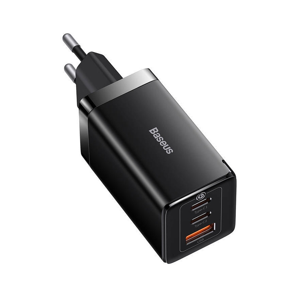 Зарядний пристрій Baseus 2xUSB-C 65W + 1xUSB GaN + cable USB-C to USB-C 100W 1.0m black (CCGP120201) - изображение 3