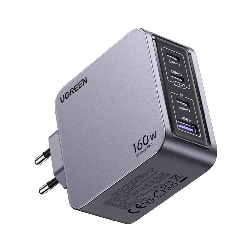 Зарядний пристрій Ugreen 4xUSB 160W (3xUSB-C + USB-A) Gan Nexode Pro X763 (25877) - зображення 1