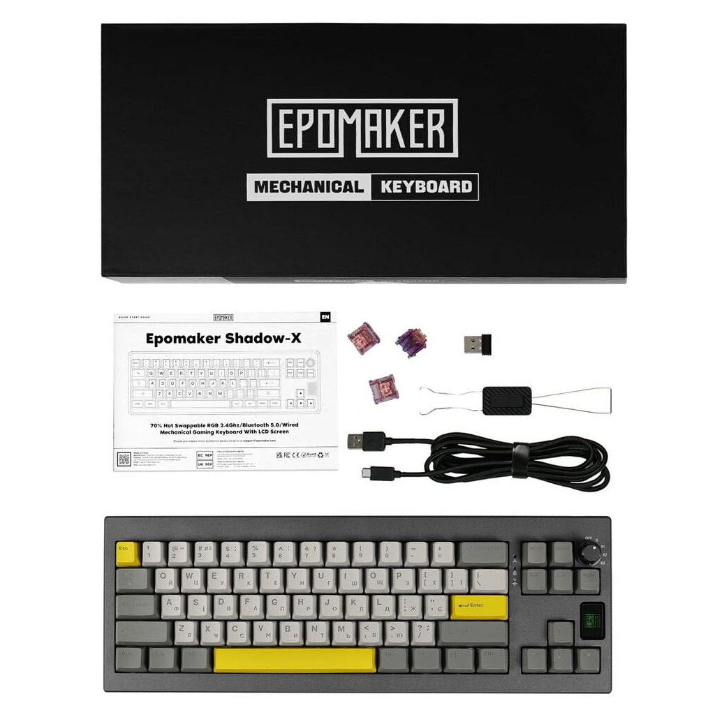 Клавіатура Epomaker Shadow-X 70 Flamingo Switch Hot-Swap LCD Screen RGB Wireless/Bluetooth/USB UA Black (SHX-B-F) - зображення 12