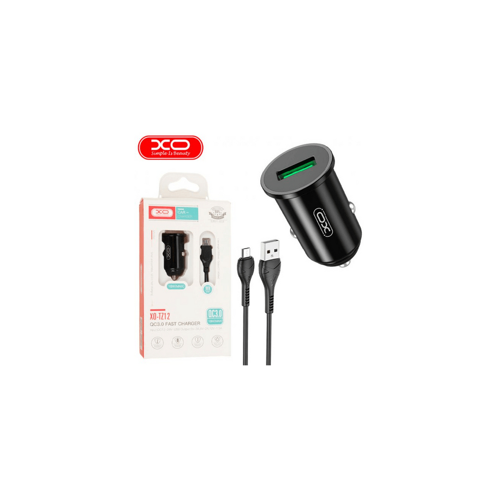 Зарядний пристрій XO USB QC3.0 18W + cable USB to Micro 5P black (TZ12-M-BK) - зображення 2