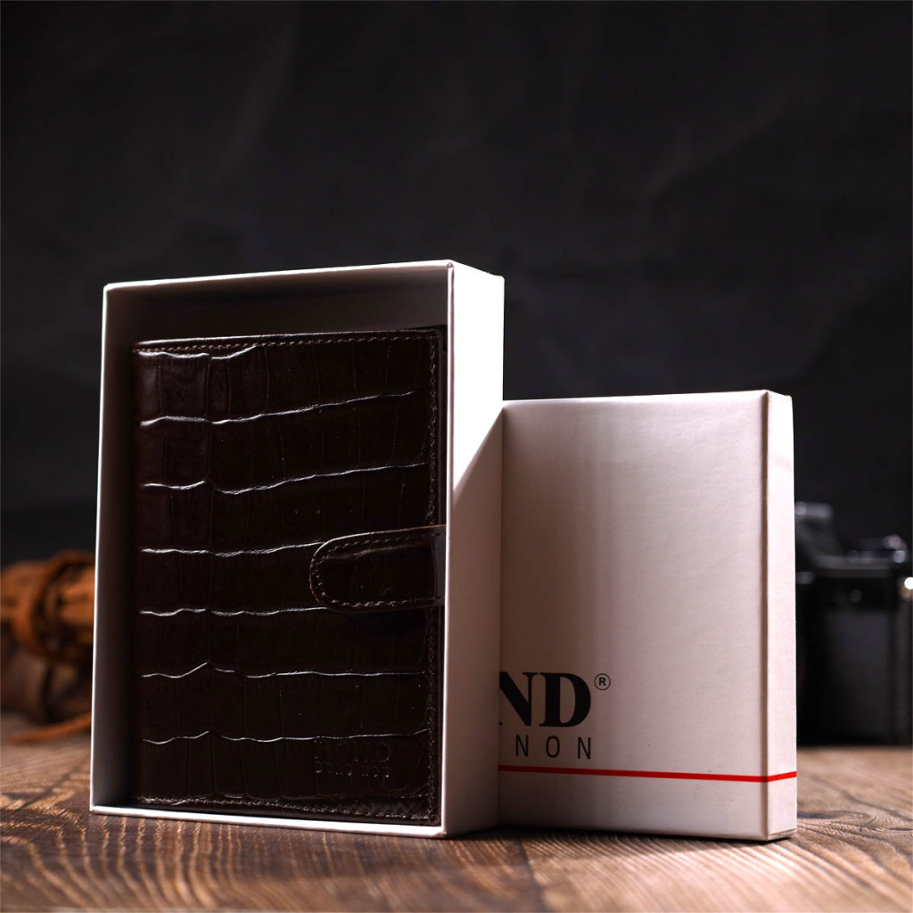 Портмоне Bond Accessories З натуральної шкіри Коричневе (22058) - изображение 12