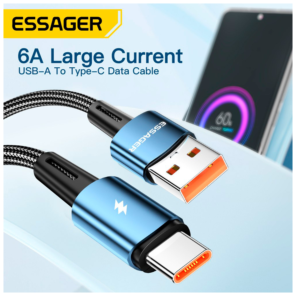Дата кабель USB 2.0 AM to USB-C 2.0m 120W black Essager (EXC120-CGA01-P) - picture 3