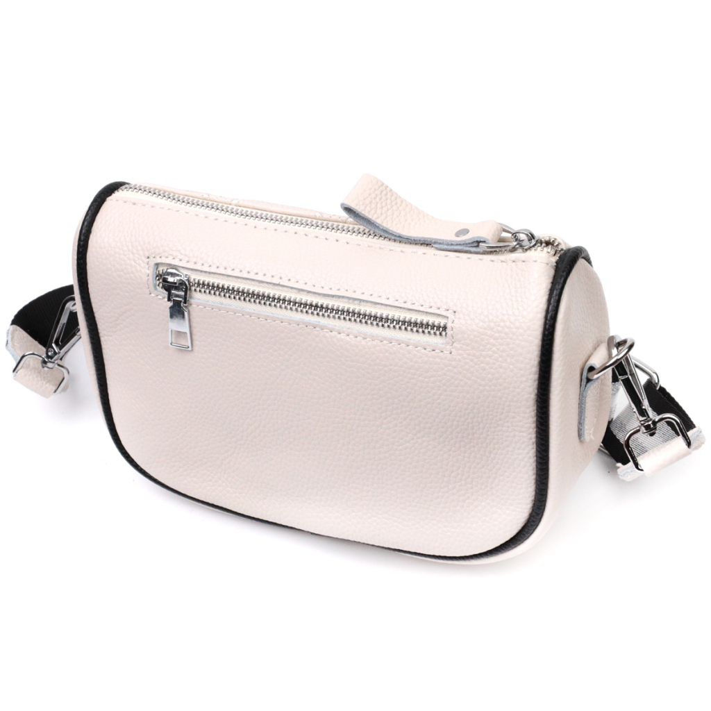 Сумка Vintage Жіноча крос-боді напівкруглого формату з натуральної шкіри Біла (22393) - зображення 2