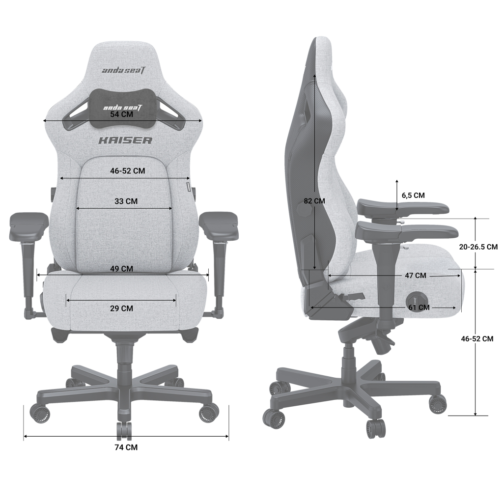 Крісло ігрове Anda Seat Kaiser 4 Fabric Size L Grey (AD12YDDC-L-20-G-CF) - зображення 8