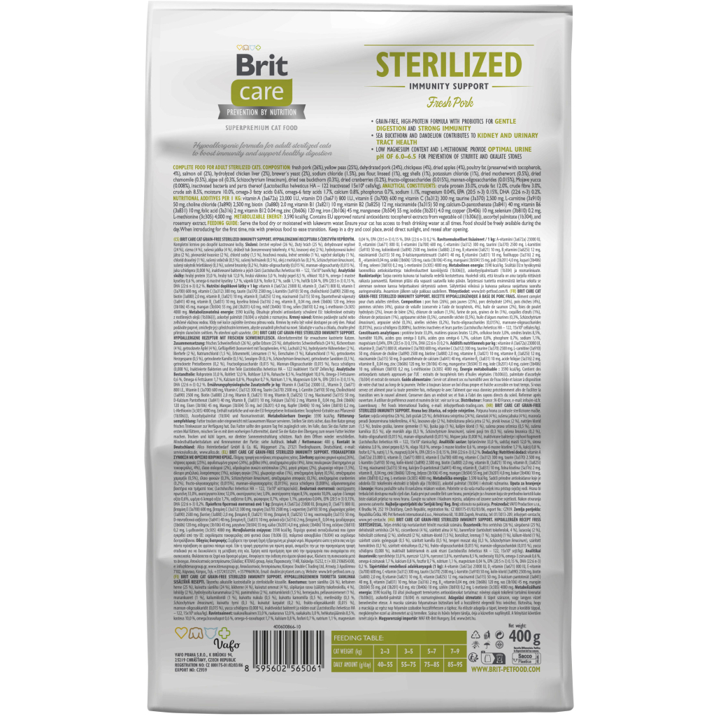Сухий корм для кішок Brit Care Cat GF Sterilized Immunity Support зі свининою 400 г (8595602565061) - зображення 2