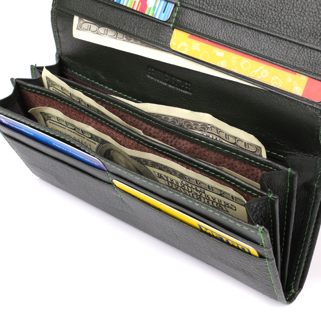 Гаманець ST Leather З натуральної шкіри Зелений (23106) - зображення 6