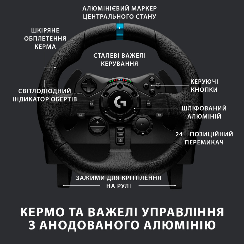 Кермо Logitech G923 Racing Wheel and Pedals for PS4 and PC (941-000149) - зображення 6