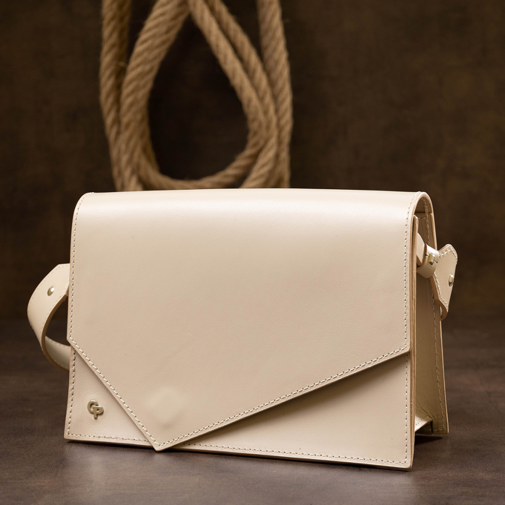 Сумка Grande Pelle З натуральної шкіри Бежева (11568) - зображення 8