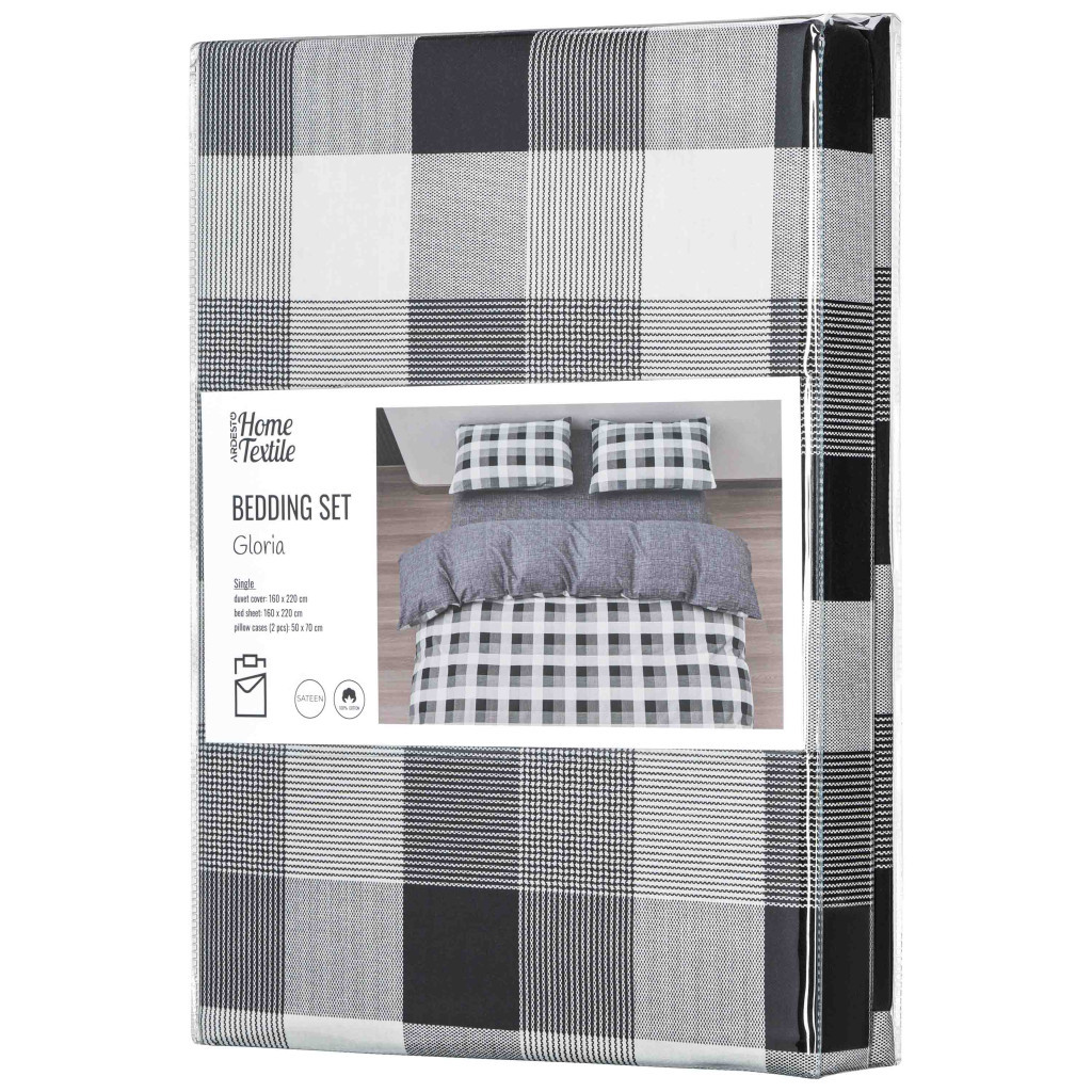 Постільна білизна Ardesto Gloria сатин клітинка сірий полуторний 160х220 (ART1622SR) - зображення 8