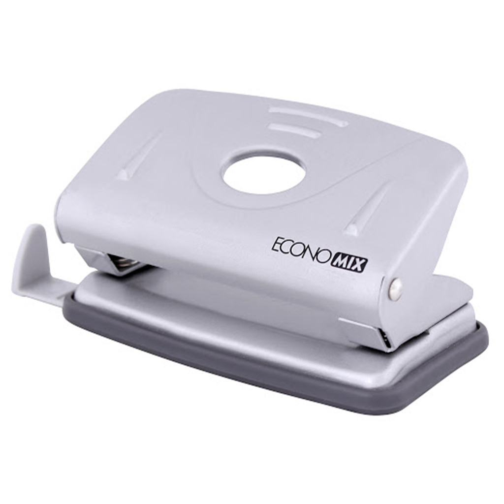 Діркопробивач Economix з лінійкою 20 аркушів Срібний (E40131) - зображення 1