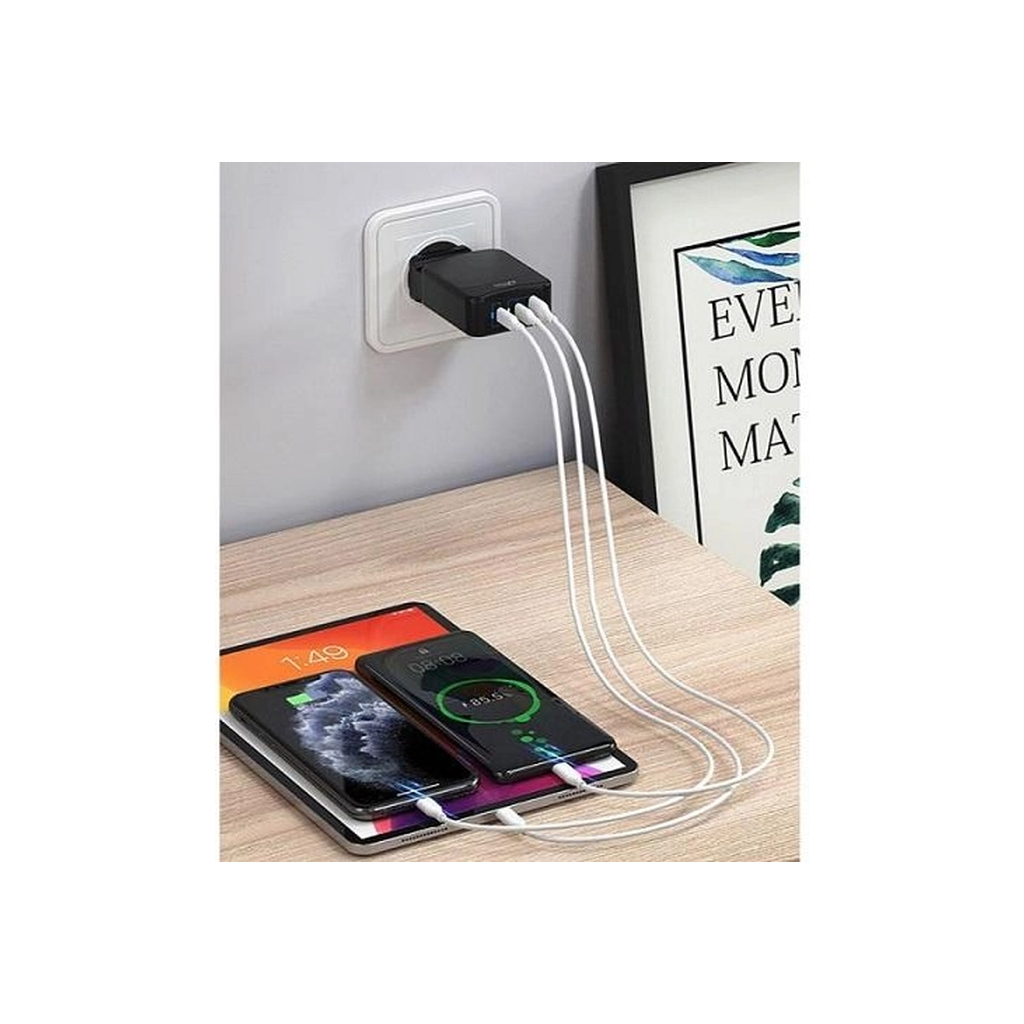 Зарядний пристрій Media-Tech 2xUSB-C PD 65W USB QC 3.0 black (MT6252) - зображення 4