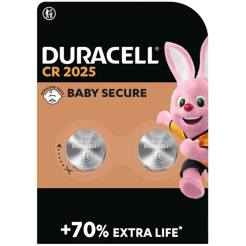Батарейка CR 2025 спеціальна літієва типу таблетка 2025 3V, 2 шт. в упаковці Duracell (5000394203907 / 5008922) - зображення 1