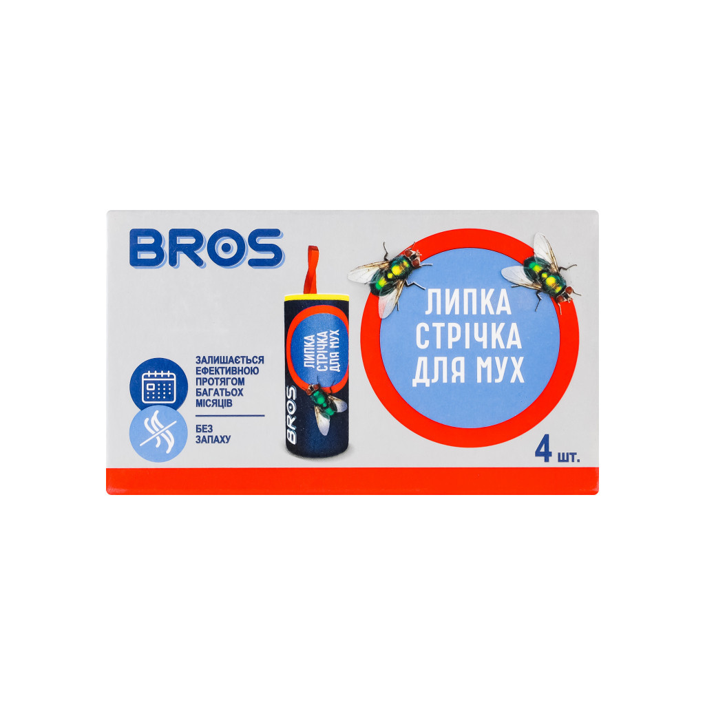 Липка стрічка від комах Bros Від мух 4 шт. (5904517061316) - зображення 1