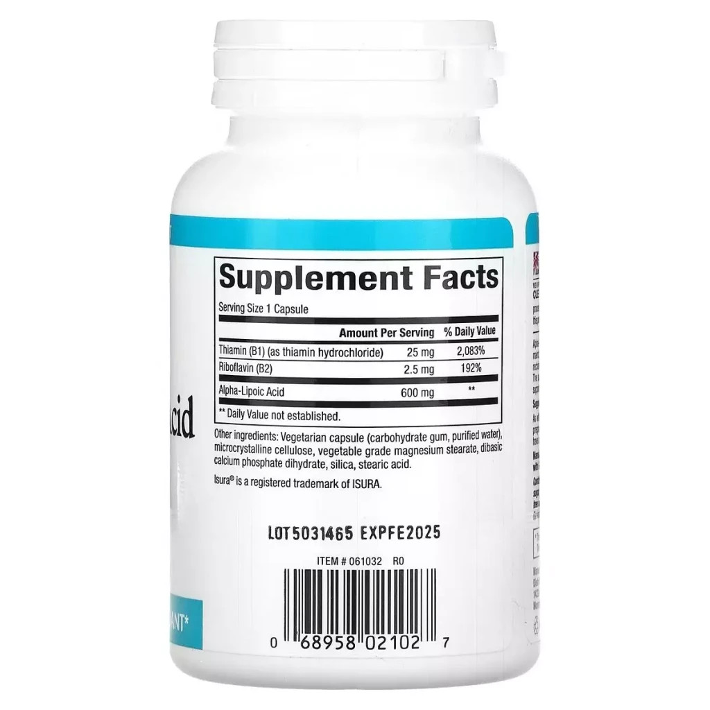 Вітамінно-мінеральний комплекс Natural Factors Альфа-ліпоєва кислота з вітамінами B1 та B2, 600 мг, Alpha-Lipoic (NFS-02102) - зображення 2