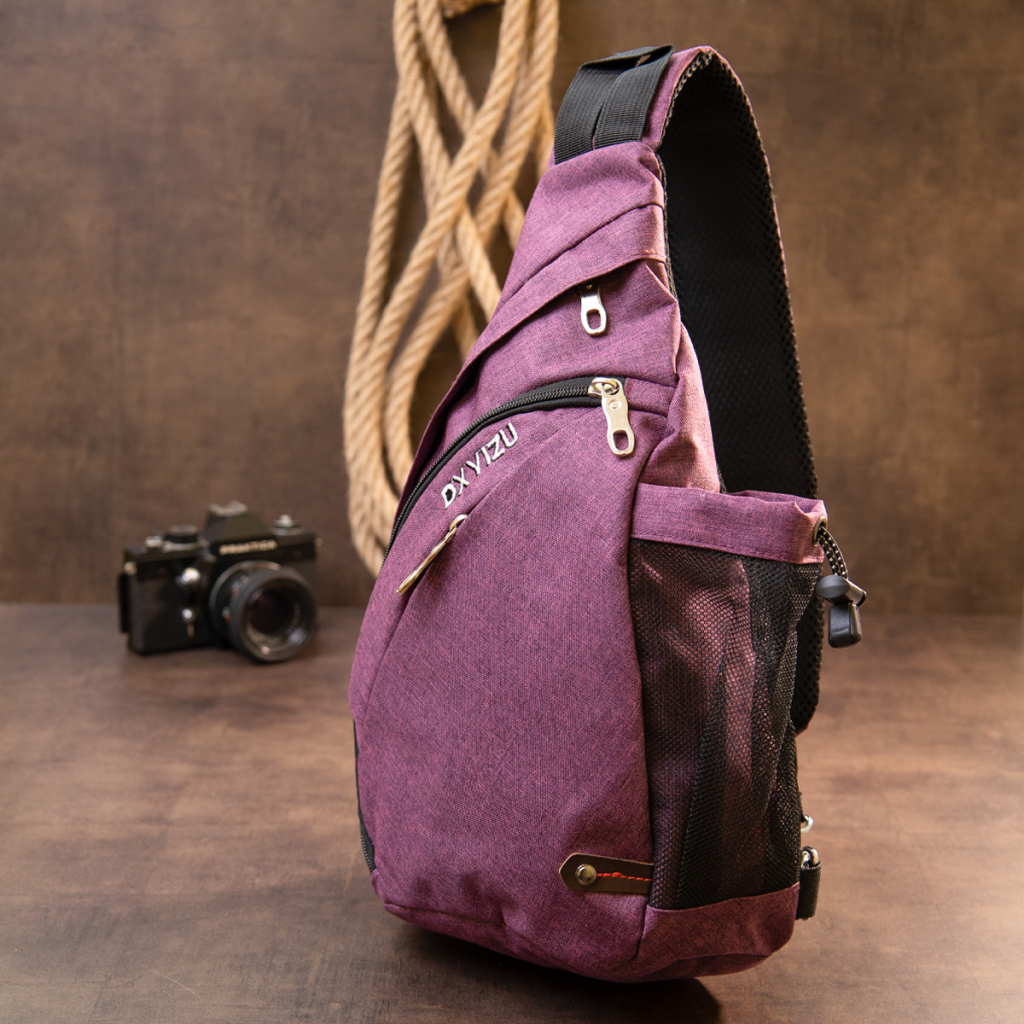 Сумка Vintage Унісекс через плече смарт текстильна Малинова (20552) - зображення 7