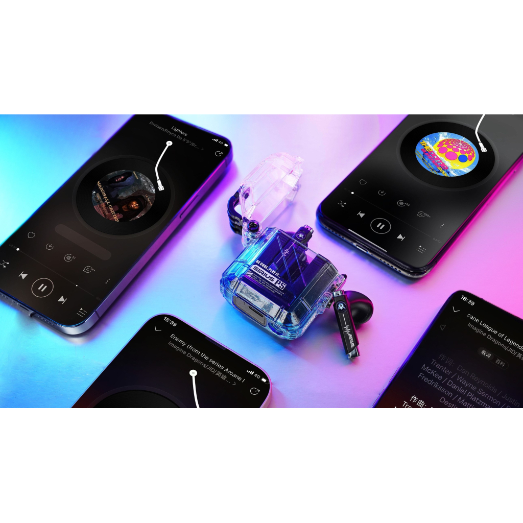 Навушники GravaStar Sirius P5 TWS BT 5.2 IPX4 Transparent Blue (GRAVASTARP5_XTAL_BLU_V2) - зображення 2