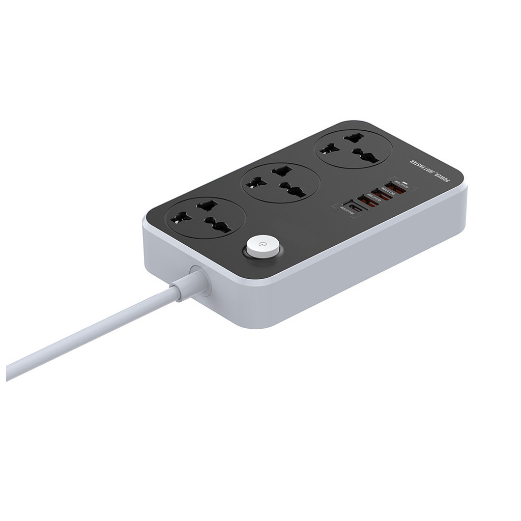 Мережевий фільтр живлення ColorWay CW-CHU34PDB, 3 розетки / 4USB Black 2M - зображення 5