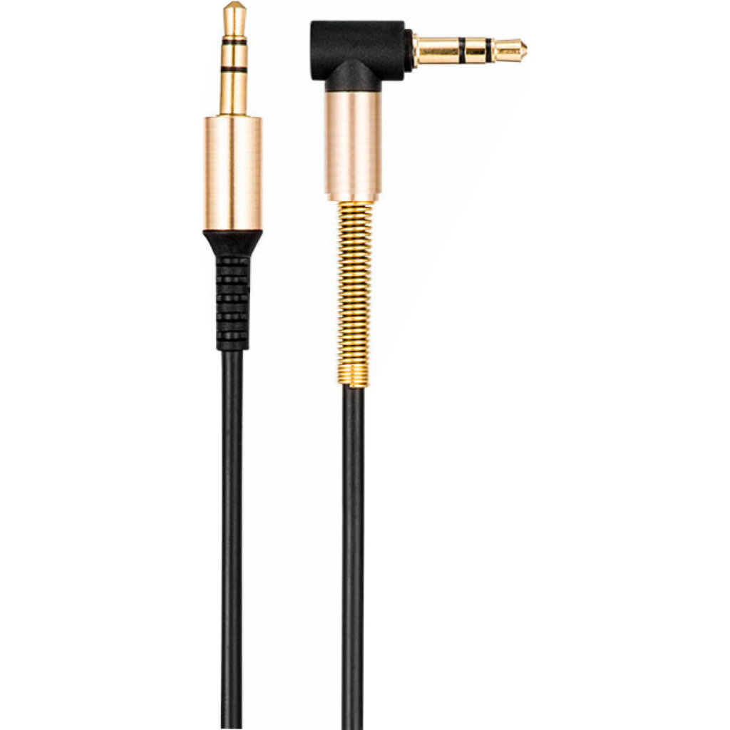 Кабель мультимедійний 3.5mm M to 3.5mm M 1.0m 90° corner Black HOCO (6957531025665) - изображение 1