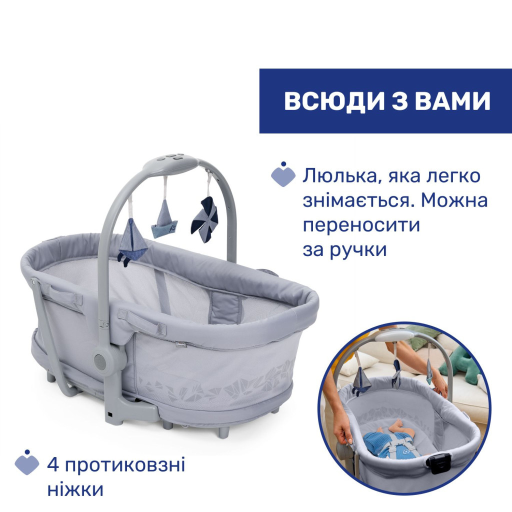 Ліжечко Chicco Колиска для новонародженого 5 в 1 Baby Hug Pro, сірий (87076.40) - зображення 3