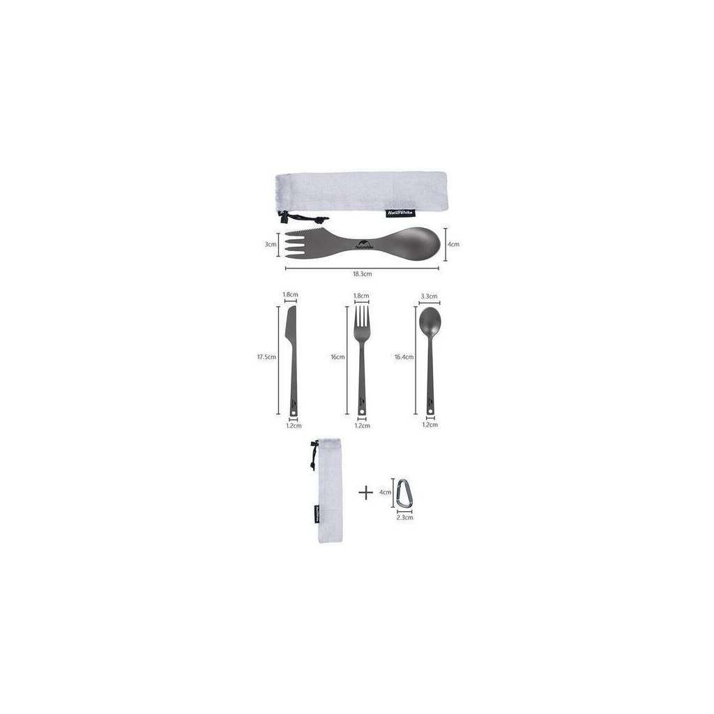 Ложка-виделка туристична Naturehike Titanium NH19T012 (6927595736746) - зображення 3