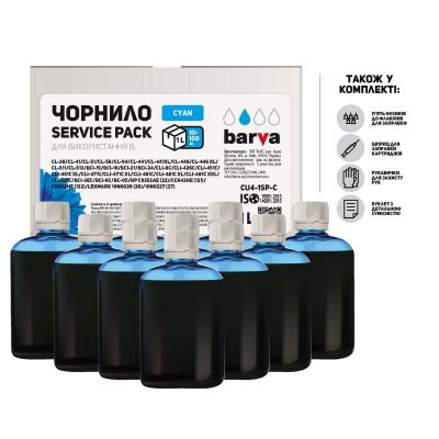 Чорнило Barva Canon/HP/Lexmark Universal №4 Cyan 10x100мл ServicePack (CU4-1SP-C) - зображення 1