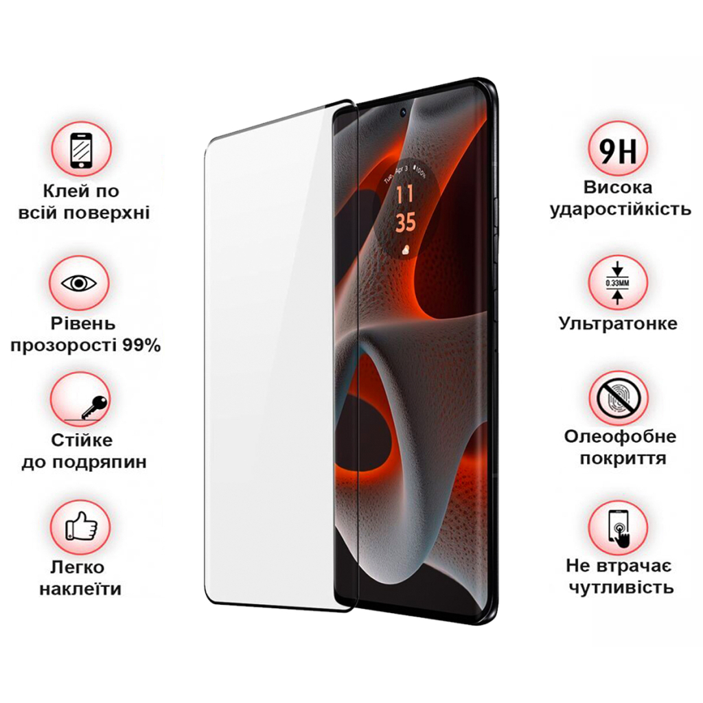 Скло захисне BeCover Motorola Edge 50 Pro Black (712346) - зображення 3