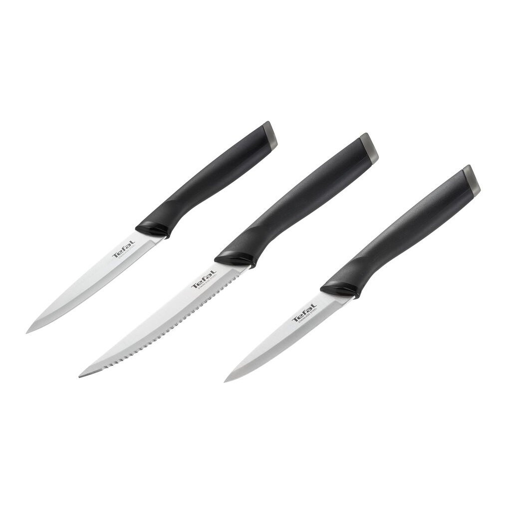 Набір ножів Tefal Essential 3шт, нержавіюча сталь, пластик, чорний (K2219455) - зображення 1
