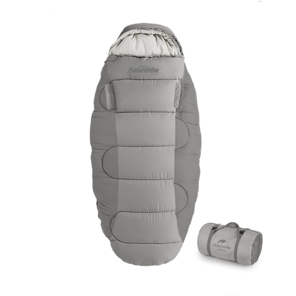 Спальний мішок Naturehike овальний PS300 NH20MSD03 правий, сірий (6927595775875) - зображення 1