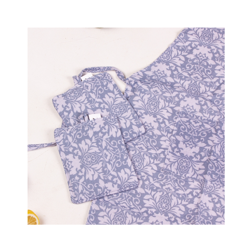 Фартух MirSon Набір №217 - Blue patterns дві прихватки + дві рукавички-прихватки + фартух (2200006754442) - изображение 4