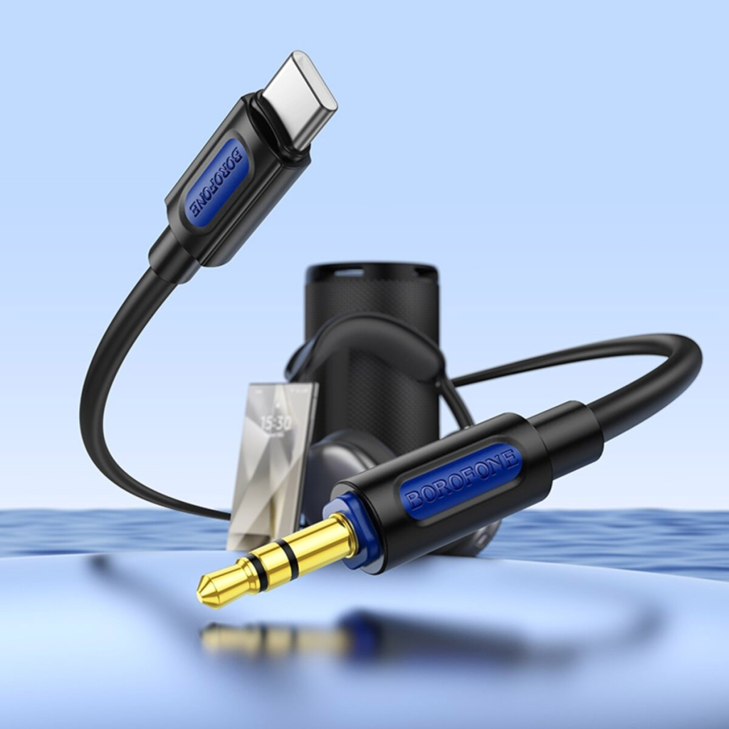 Кабель мультимедійний USB-C to 3.5mm M 1.0m silicone black BOROFONE (6941991114410) - зображення 5