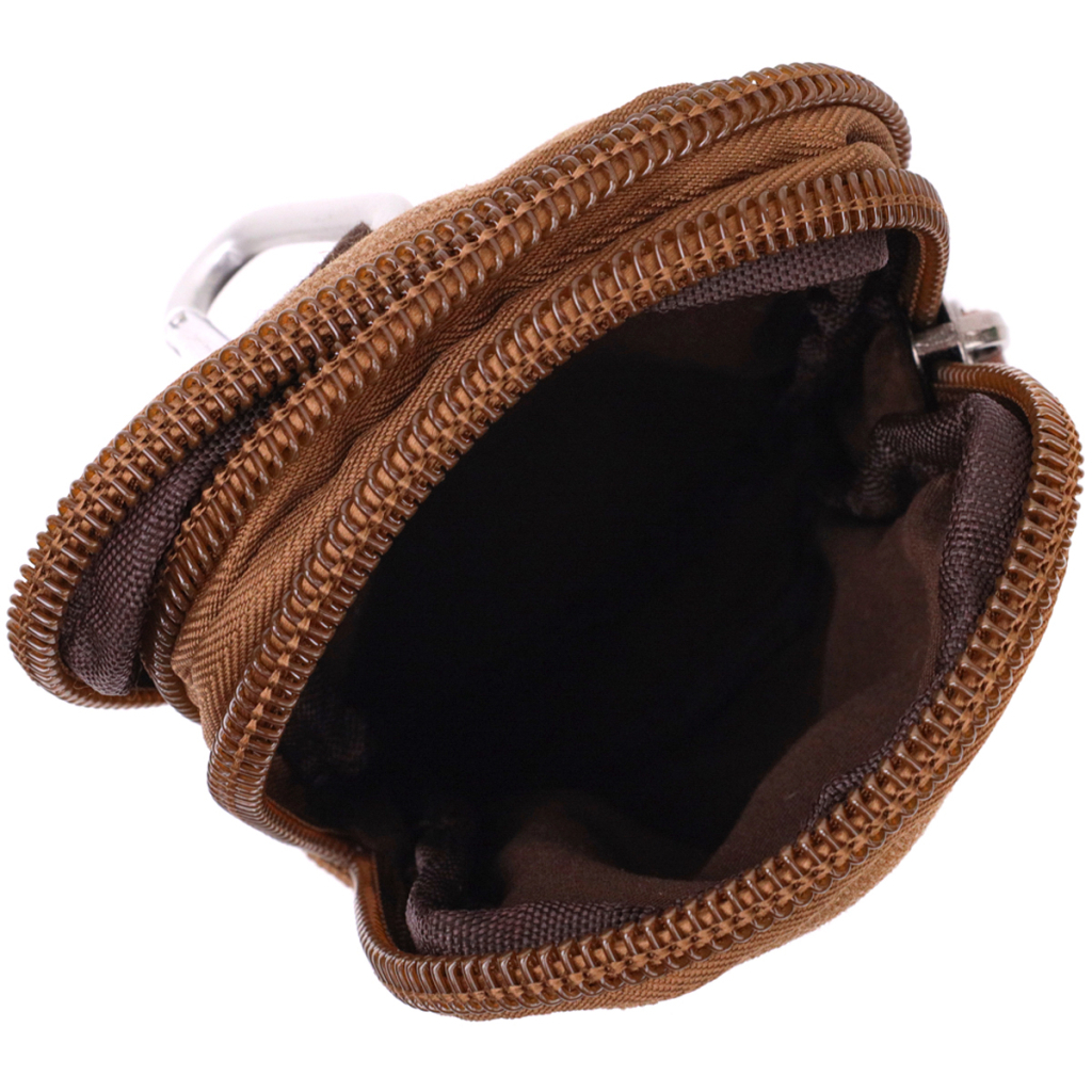 Сумка Vintage На пояс з металевим карабіном з текстилю Коричнева (22225) - зображення 6