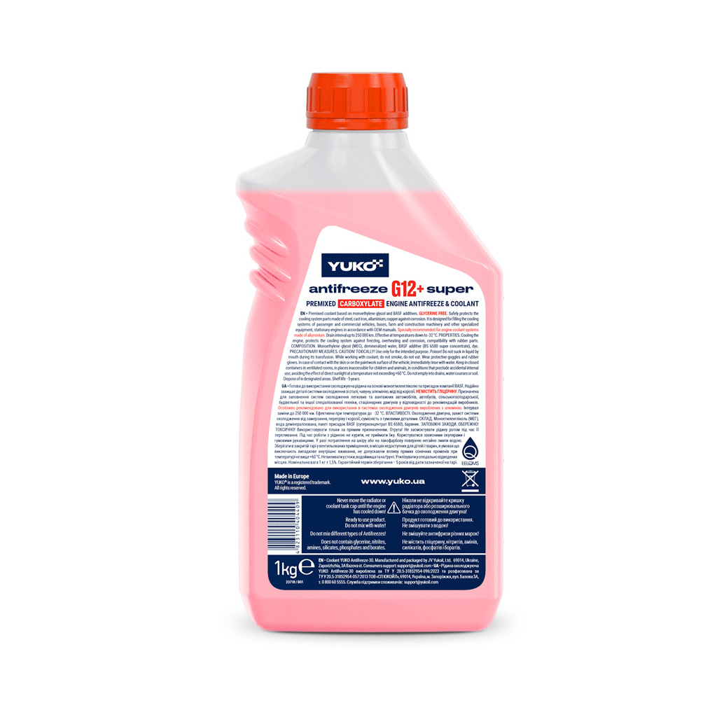 Антифриз Yuko -32 Super G12+ черв. 1л (4823110404409) - изображение 2
