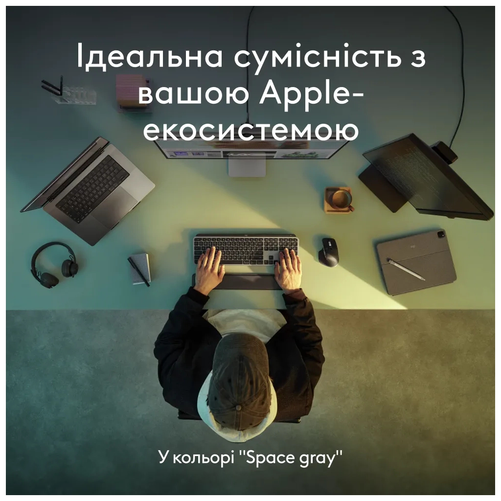 Клавіатура Logitech MX Keys S для MAC Bluetooth/Wireless UA Space Grey (920-011637) - зображення 10
