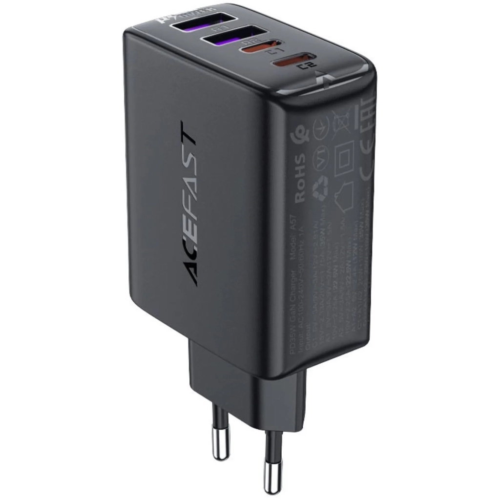 Зарядний пристрій Acefast 4xUSB 45W (2xUSB-C+2xUSB-A) Gan A61 Fast Charger Black (6974316282754) - зображення 4