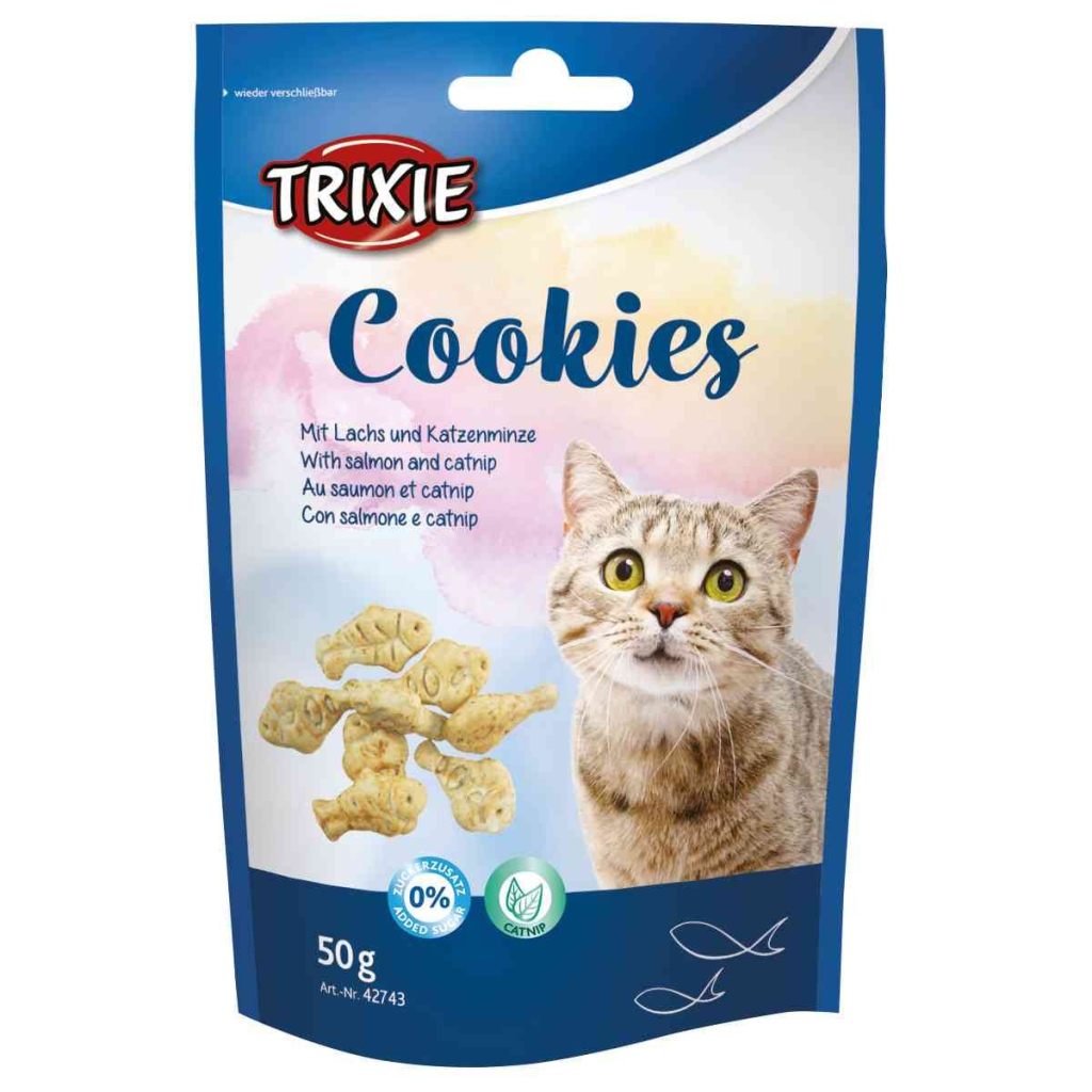 Ласощі для котів Trixie Cookies з лососем і котячою м'ятою 50 г (4011905427430) - зображення 1