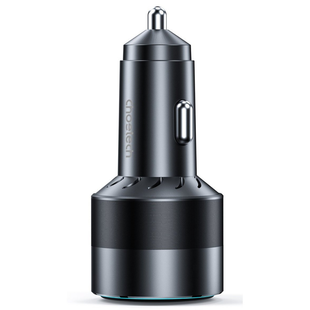 Зарядний пристрій Choetech car 2хUSB-C+USB-A 130W QC3.0/PD/PPS black (TC0011-BK) - зображення 2