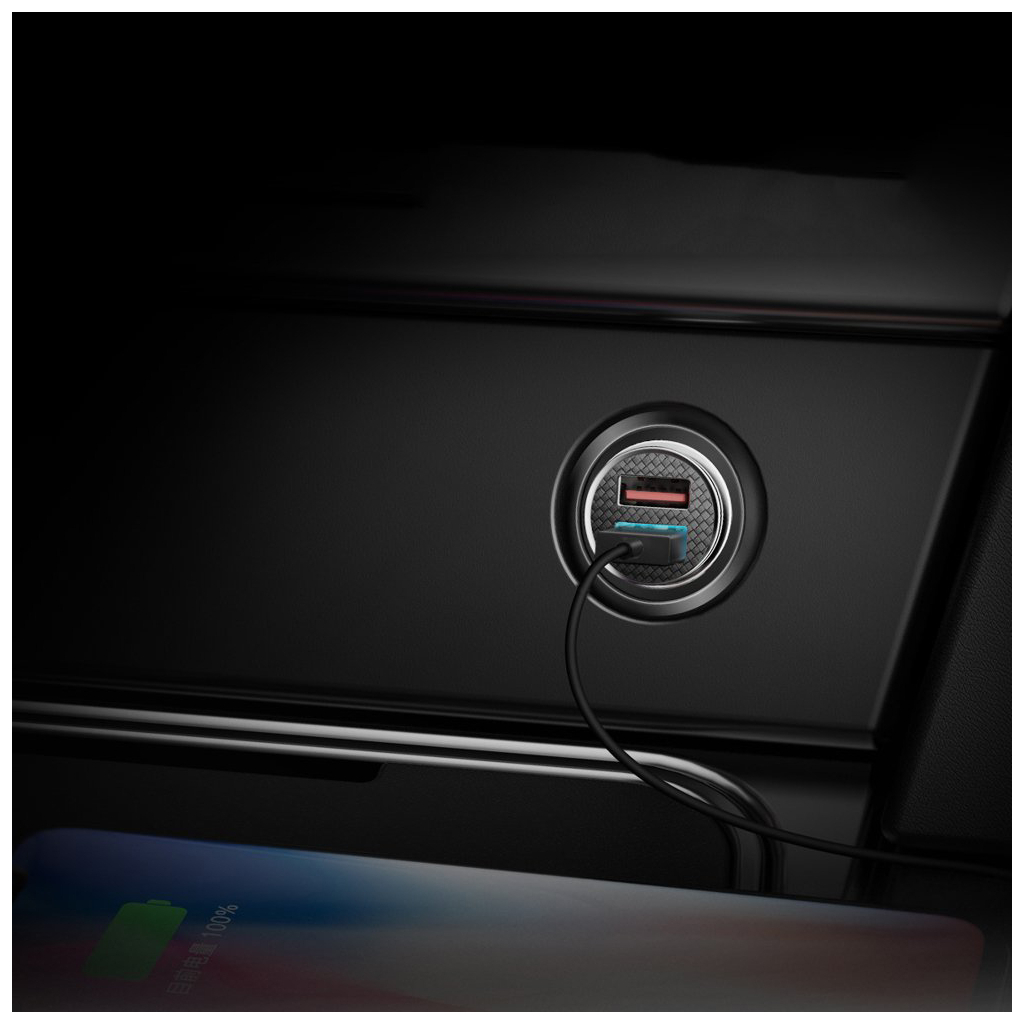 Зарядний пристрій Baseus Circular Plastic А+А 30W 2 USB Black (CCALL-YD01) - зображення 4