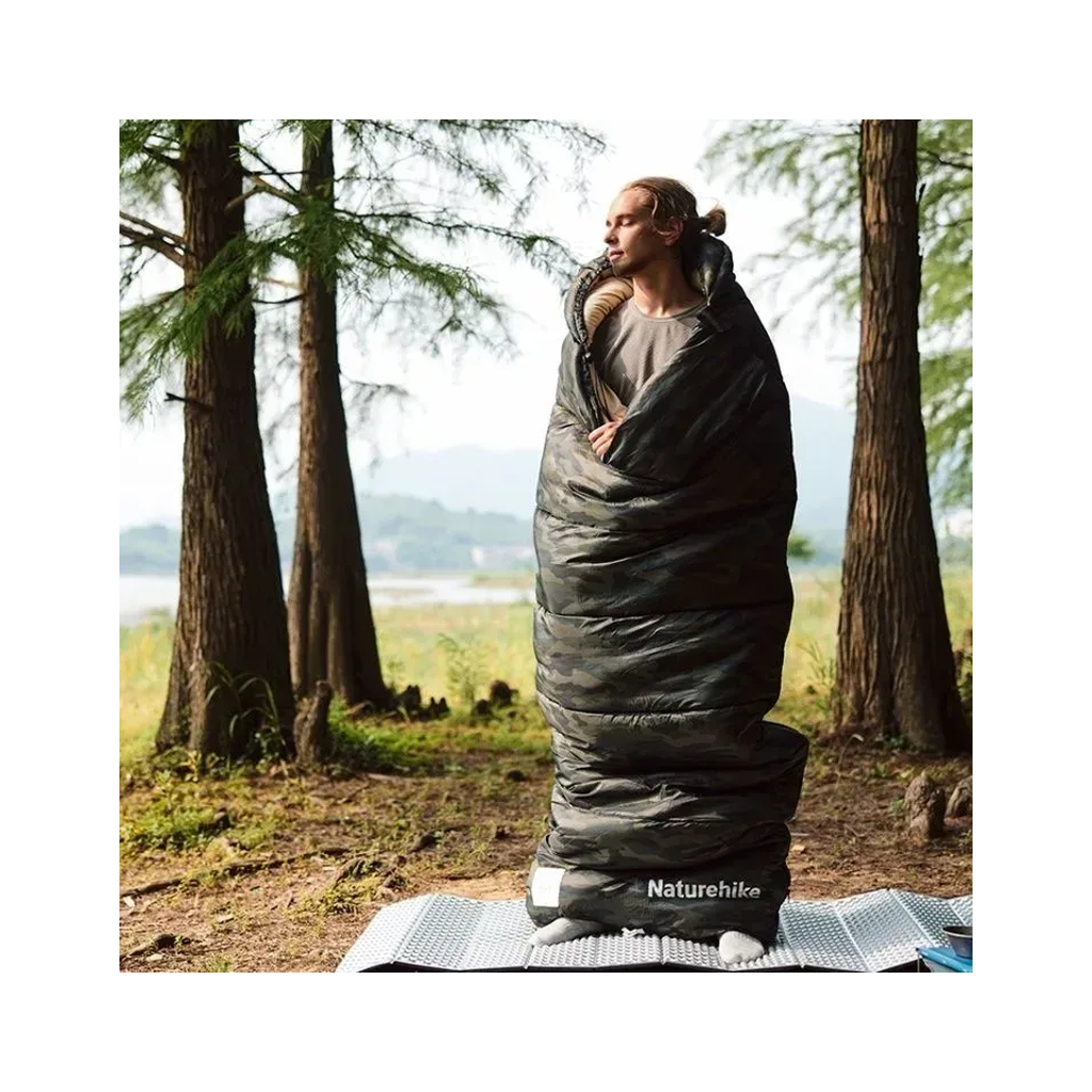 Спальний мішок Naturehike з капюшоном M320 CNK2350WS023, зелений камуфляж, правий (6975641889205) - зображення 4
