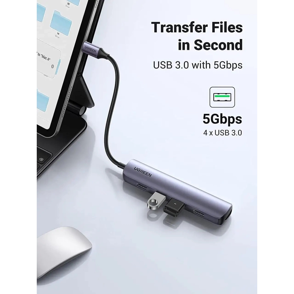 Концентратор Ugreen USB-C to 4xUSB 3.0 + HDMI CM417 gray (20197) - зображення 8