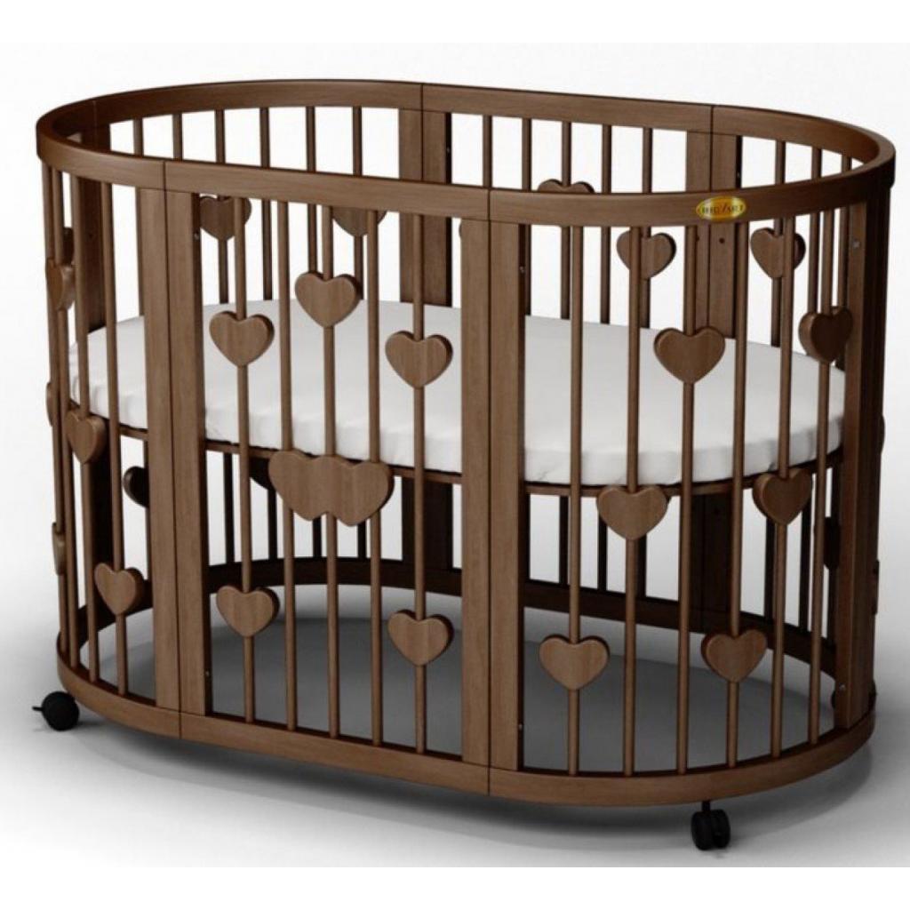 Ліжечко Ingvart SMART BED ROUND з сердечками шоколад (1341361) - зображення 1