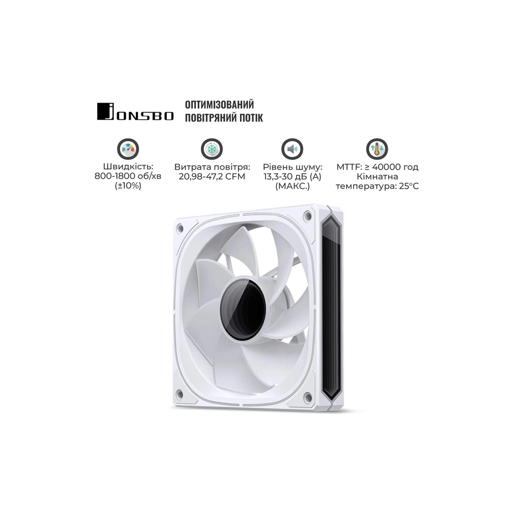 Кулер до корпусу JONSBO FR-505WR Reverse ARGB White - зображення 8