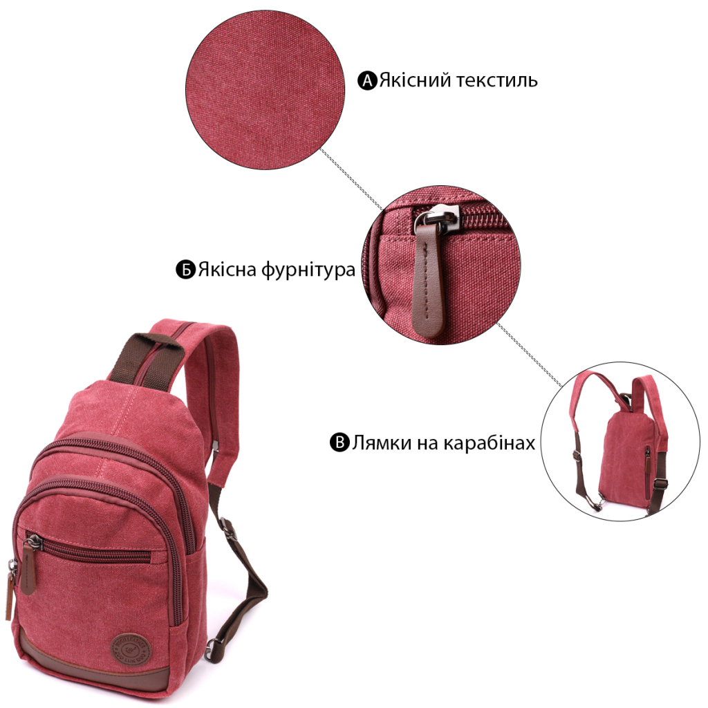 Сумка Vintage Через плече з ущільненою спинкою Бордова (22175) - зображення 4