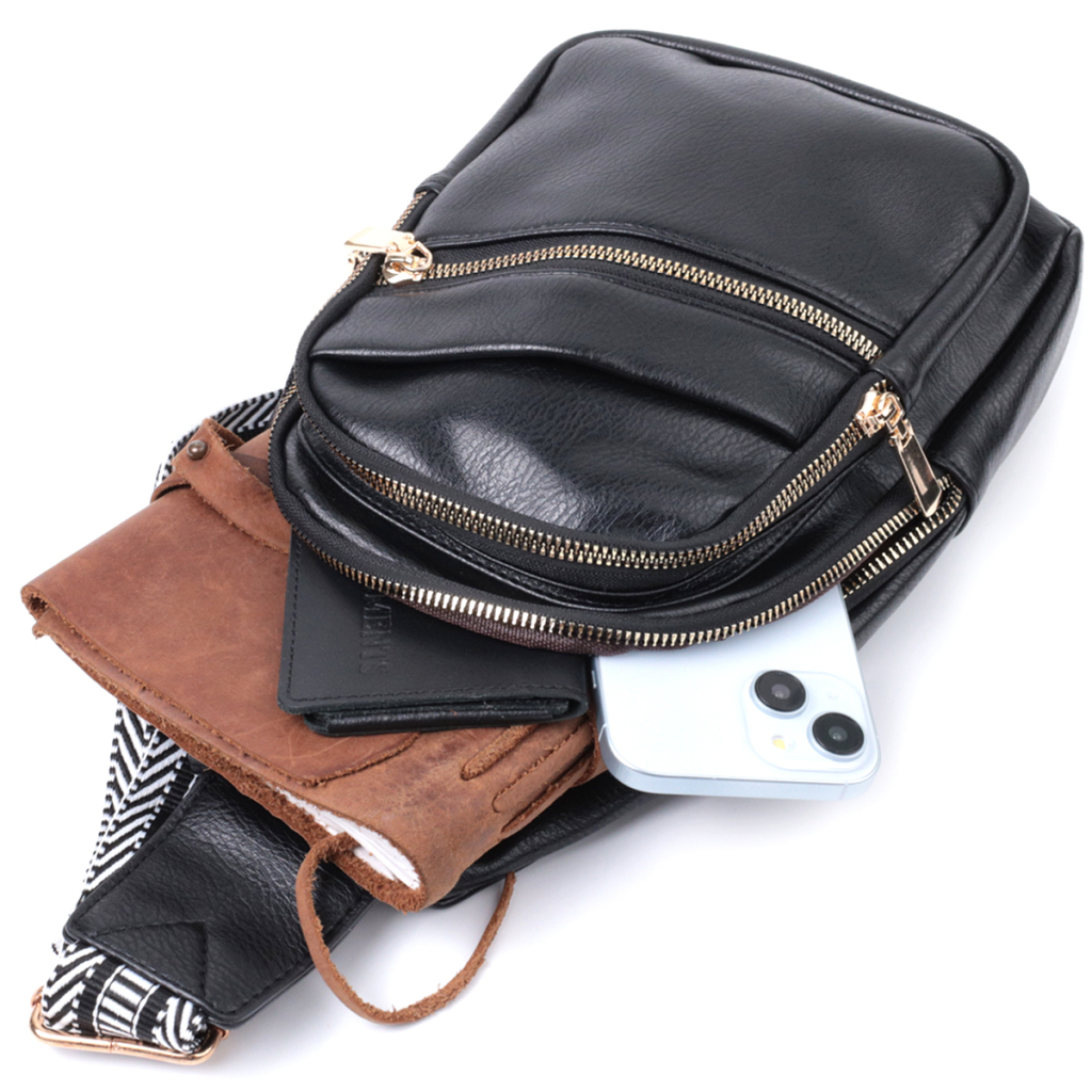 Сумка Vintage Жіноча з однією лямкою через плече з екошкіри Чорна (22759) - зображення 8