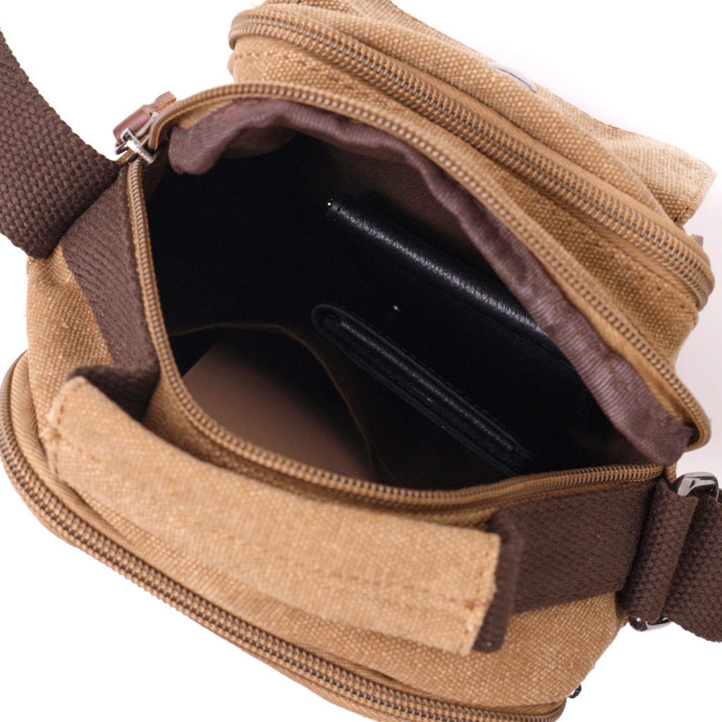 Сумка Vintage Чоловіча з щільного текстилю Коричнева (22220) - зображення 7