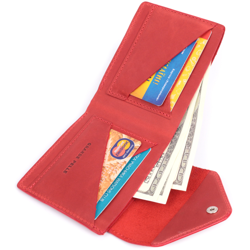 Гаманець Grande Pelle З матової натуральної шкіри Червоний (16804) - зображення 5