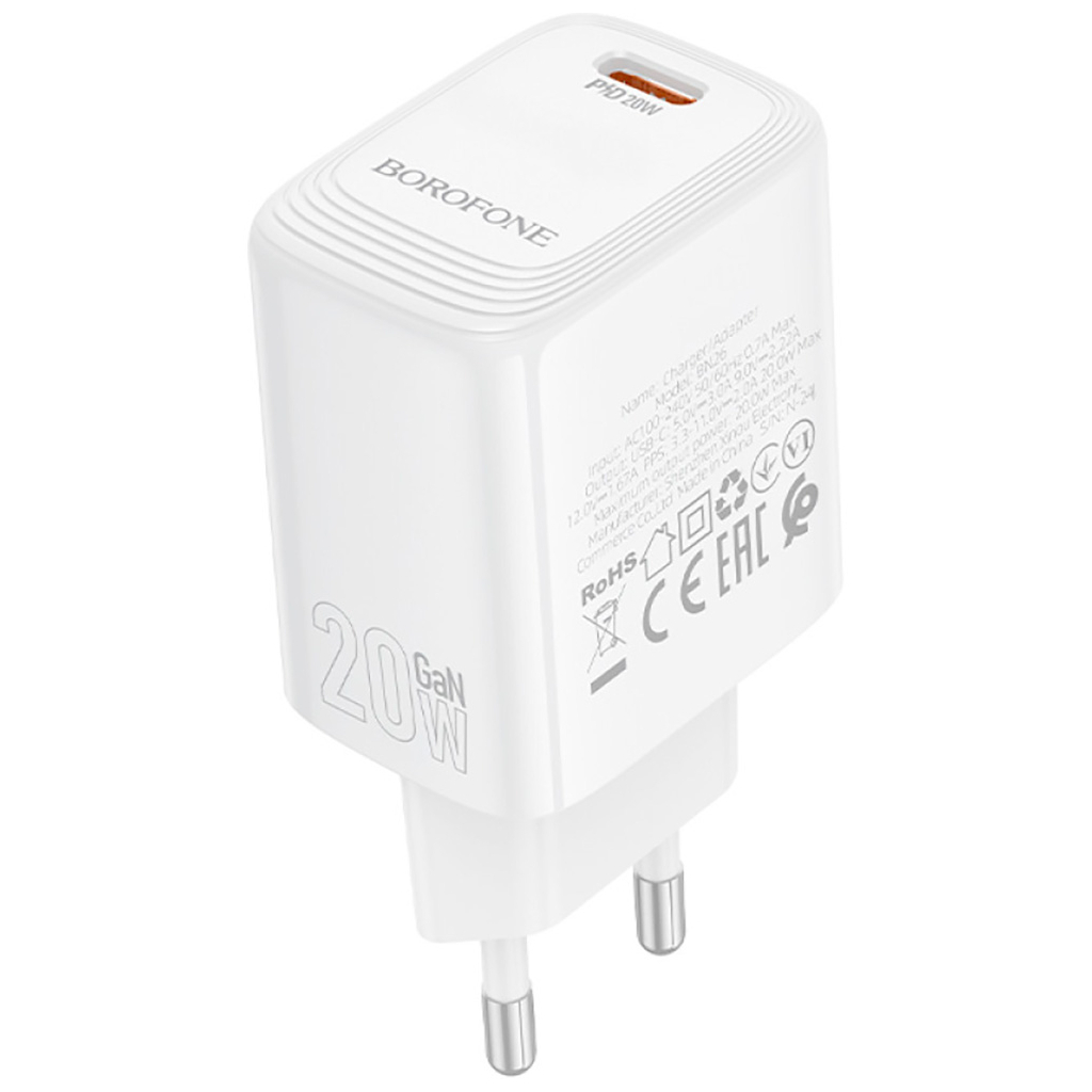 Зарядний пристрій BOROFONE BN26 Fuente USB-C PD20W White (6941991120237) - зображення 5
