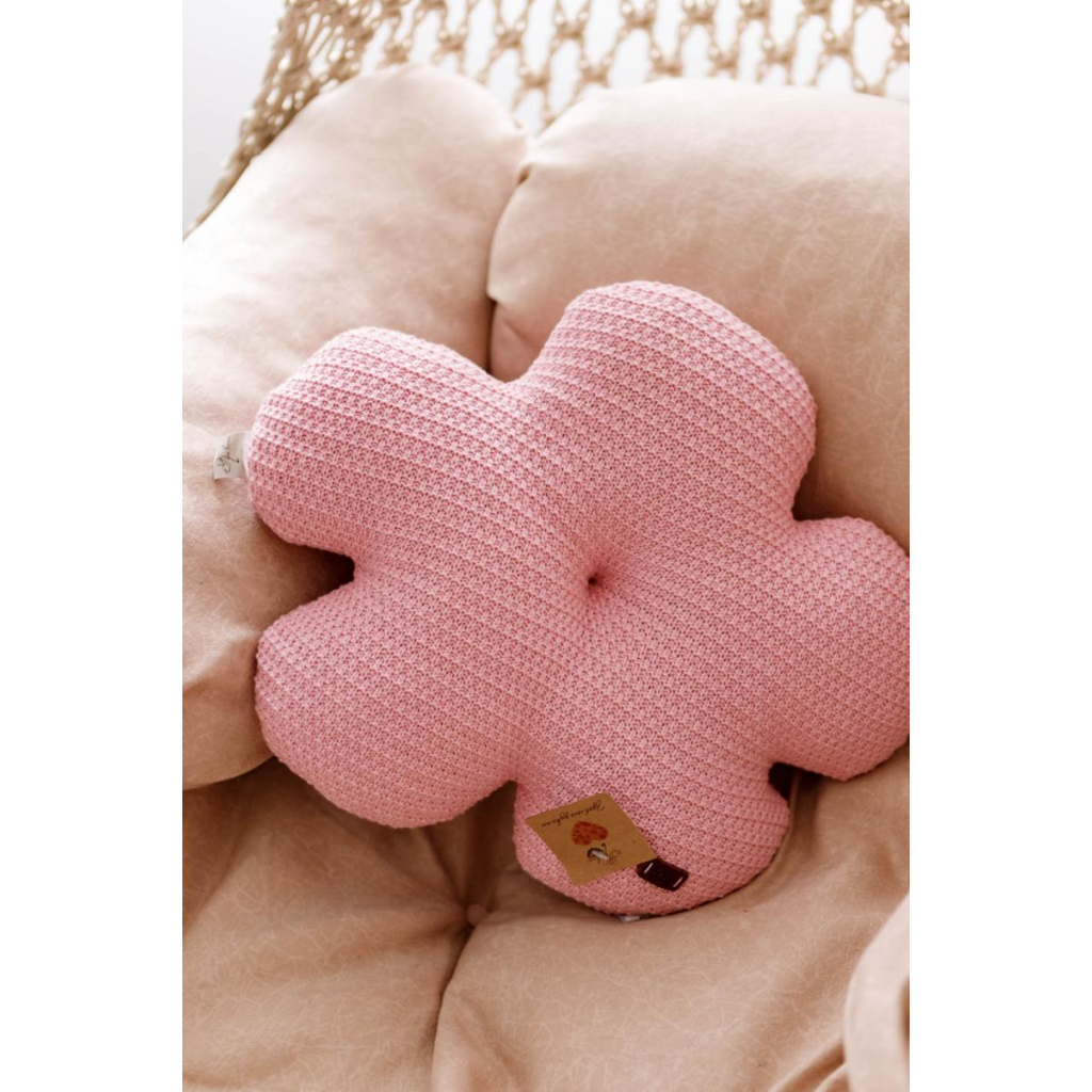 Подушка Прованс в'язана декоративна Квіточка 40 см Рожева (033712) - изображение 3