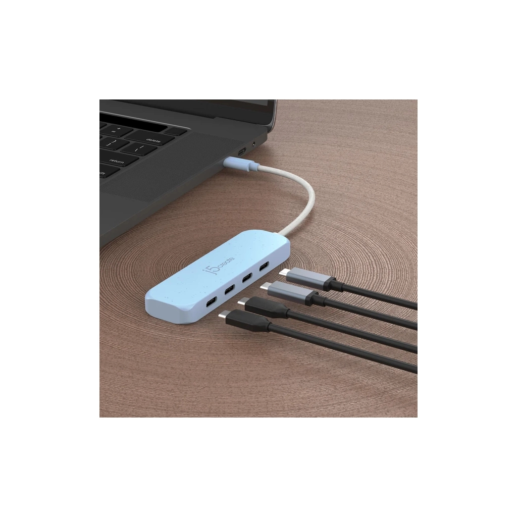 Концентратор J5create USB-C to 4xUSB-C 3.2 10Gbps cyan (JCH345EC-N) - зображення 5