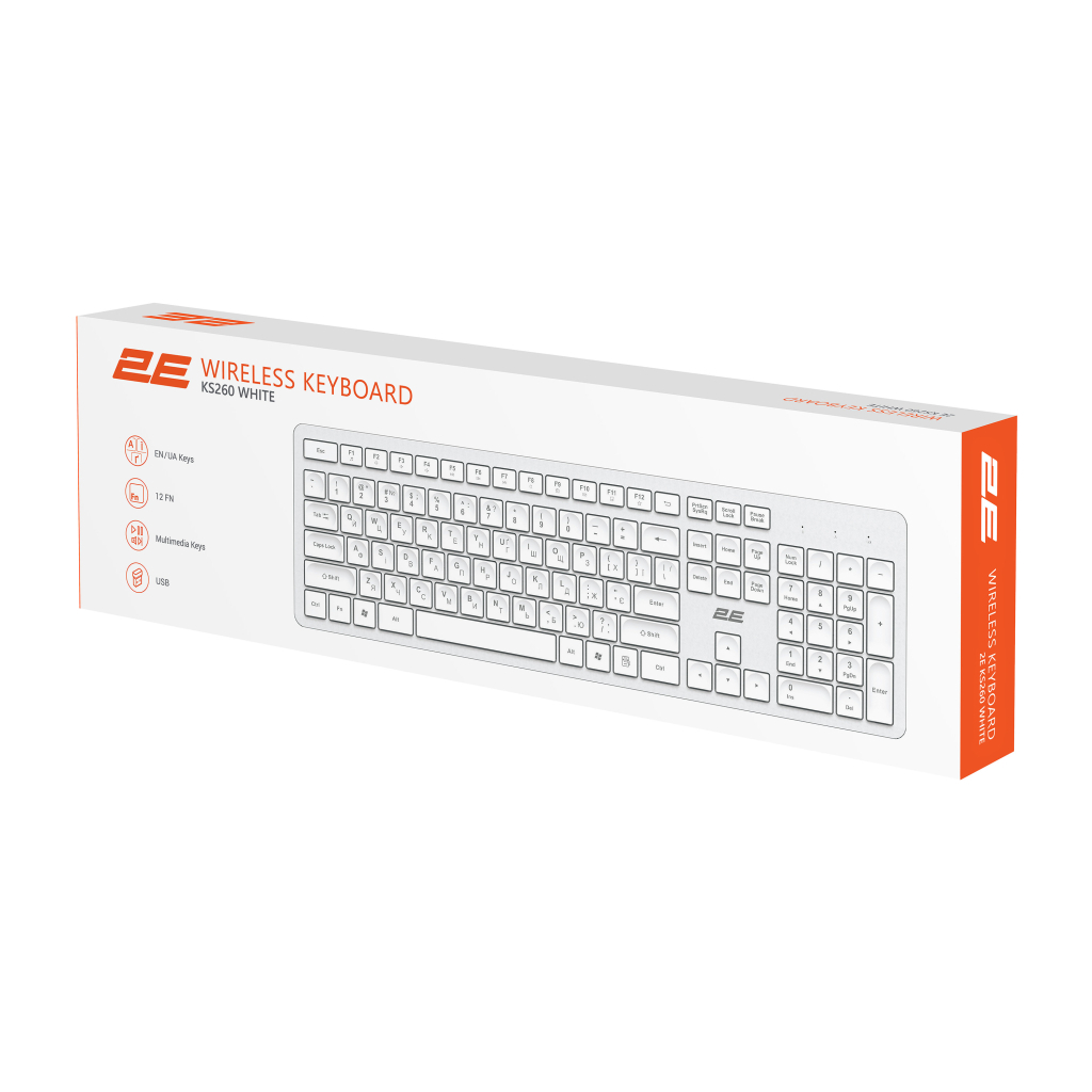 Клавіатура 2E KS260 106key Wireless UA White (2E-KS260WWH_UA) - зображення 9