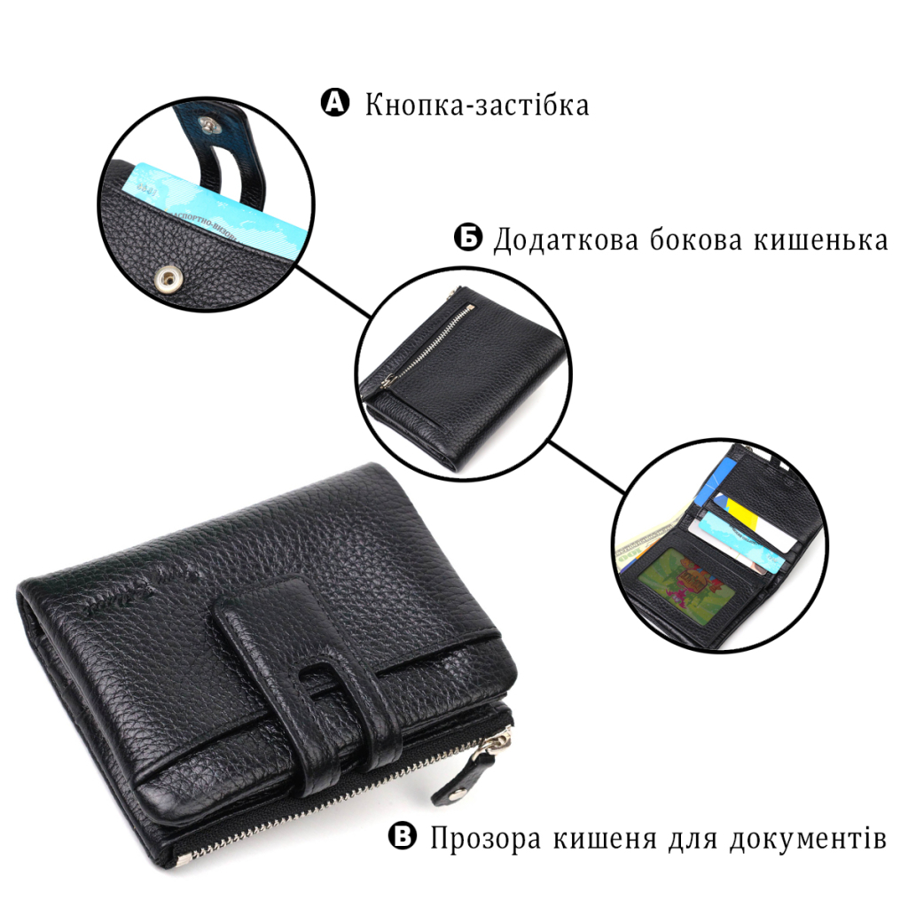 Гаманець Tony Bellucci З натуральної шкіри Чорний (22060) - зображення 4